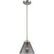 Nouveau Cone LED 7.75 inch Brushed Satin Nickel Mini Pendant Ceiling Light in Plated Smoke Glass, Nouveau