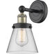 Cone Sconce Wall Light in Black Antique Brass, Clear