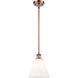 Ballston Cone LED 8 inch Antique Copper Mini Pendant Ceiling Light in Matte White Glass