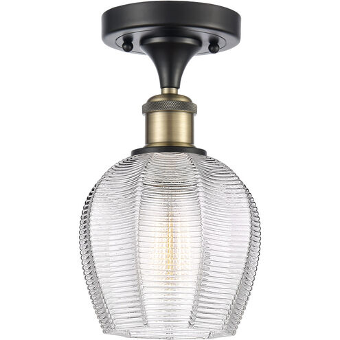 Ballston Norfolk LED 5.75 inch Black Antique Brass Semi-Flush Mount Ceiling Light in Clear Glass