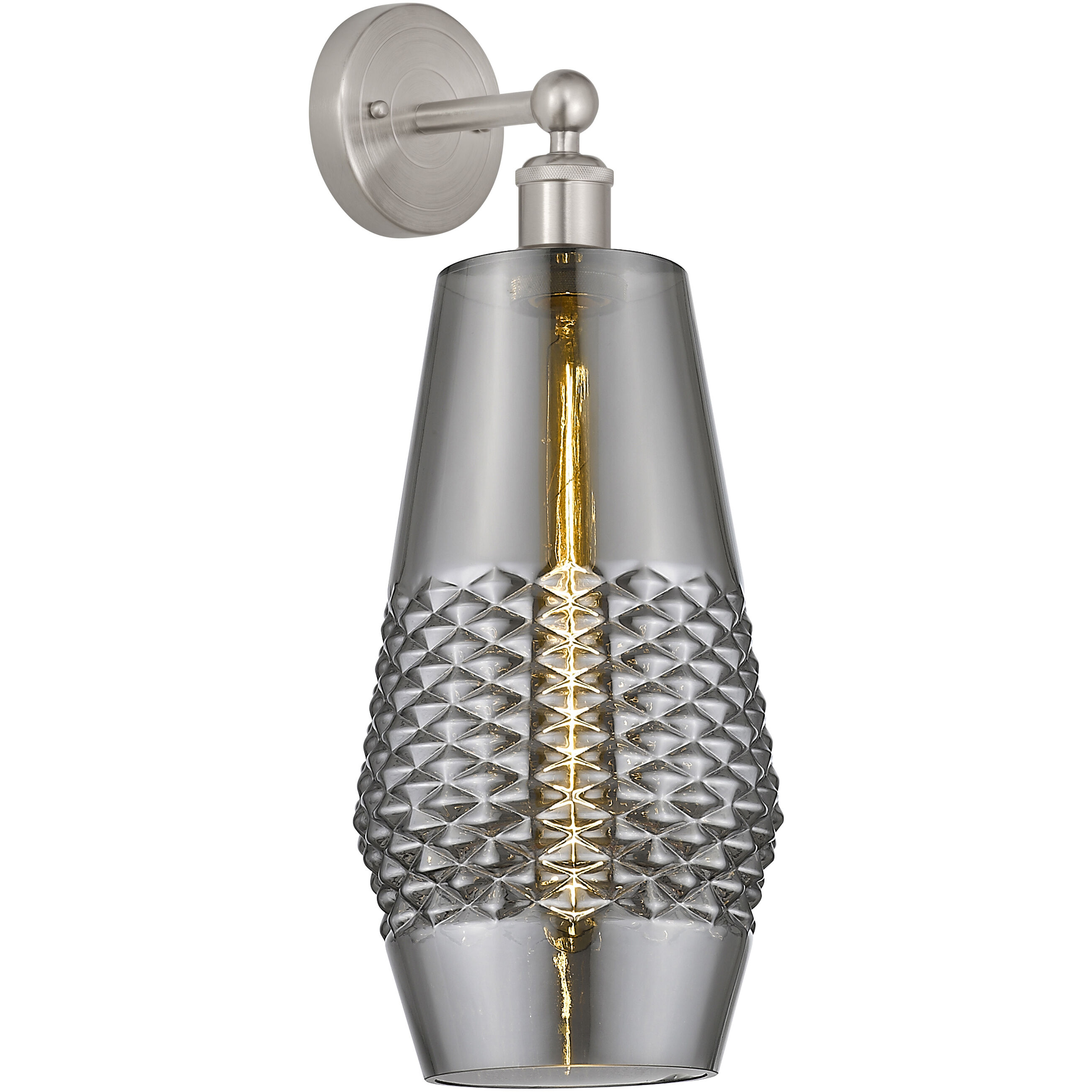 Windham 1 Light 7 inch Brushed Satin Nickel Sconce Wall Light in Smoked Glass