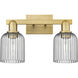 Bridal Veil 2 Light 16 inch Brushed Brass Bath Vanity Light Wall Light in Light Smoke Glass