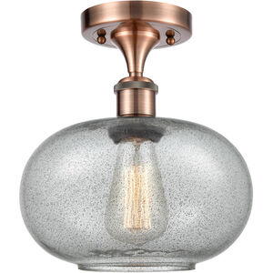 Ballston Gorham 1 Light 10 inch Antique Copper Semi-Flush Mount Ceiling Light in Charcoal Glass, Ballston