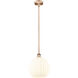 Edison White Venetian 1 Light 12 inch Antique Copper Stem Hung Pendant Ceiling Light