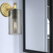 Crown Point Sconce Wall Light in Brushed Brass, Light Smoke Glass
