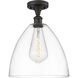 Edison Bristol Glass 1 Light 12 inch Oil Rubbed Bronze Semi-Flush Mount Ceiling Light in Clear Glass