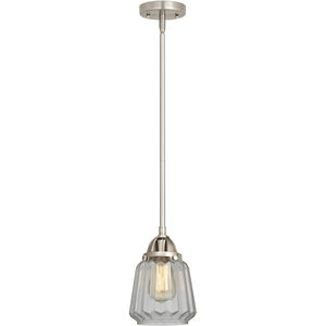 Nouveau 2 Chatham LED 6 inch Brushed Satin Nickel Mini Pendant Ceiling Light in Clear