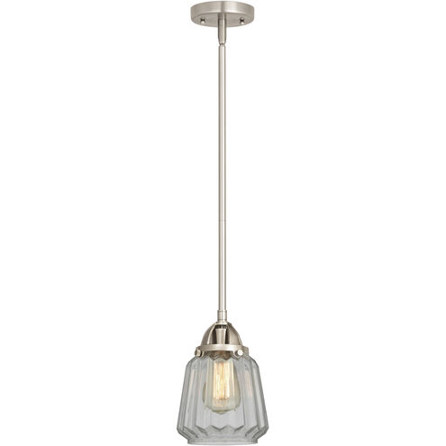 Nouveau 2 Chatham LED 6 inch Brushed Satin Nickel Mini Pendant Ceiling Light in Clear