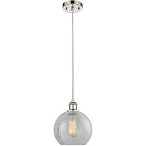 Ballston Athens 1 Light 8 inch Polished Nickel Mini Pendant Ceiling Light in Clear Crackle Glass, Ballston