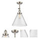 Franklin Restoration X-Large Cone 1 Light 12 inch Brushed Satin Nickel Semi-Flush Mount Ceiling Light in Seedy Glass, Franklin Restoration