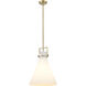 Downtown Urban Newton Cone 1 Light 14 inch Brushed Brass Pendant Ceiling Light in Matte White Glass
