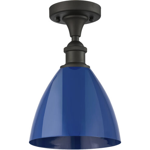 Ballston Plymouth Dome LED 8 inch Oil Rubbed Bronze Semi-Flush Mount Ceiling Light in Matte Blue
