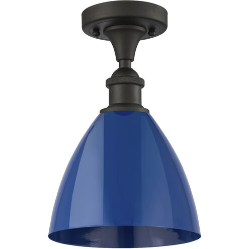 Ballston Plymouth Dome LED 7.5 inch Oil Rubbed Bronze Semi-Flush Mount Ceiling Light in Matte Blue