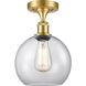 Ballston Athens 1 Light 8 inch Satin Gold Semi-Flush Mount Ceiling Light in Clear Glass, Ballston