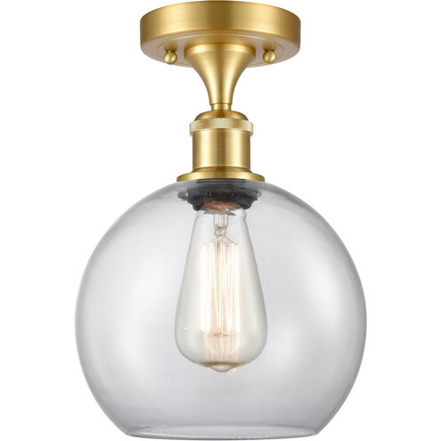 Ballston Athens 1 Light 8 inch Satin Gold Semi-Flush Mount Ceiling Light in Clear Glass, Ballston