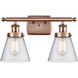 Ballston Small Cone 2 Light 16 inch Antique Copper Bath Vanity Light Wall Light in Seedy Glass