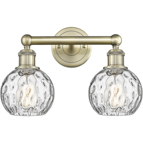 Athens Water Glass 2 Light 15 inch Antique Brass Bath Vanity Light Wall Light