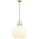 Downtown Urban Newton Sphere 1 Light 16 inch Brushed Brass Pendant Ceiling Light in Matte White