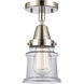 Franklin Restoration Small Canton 1 Light 6 inch Polished Nickel Flush Mount Ceiling Light in Clear Glass