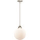 Nouveau 2 Beacon 1 Light 10 inch Brushed Satin Nickel Mini Pendant Ceiling Light in Incandescent, Matte White
