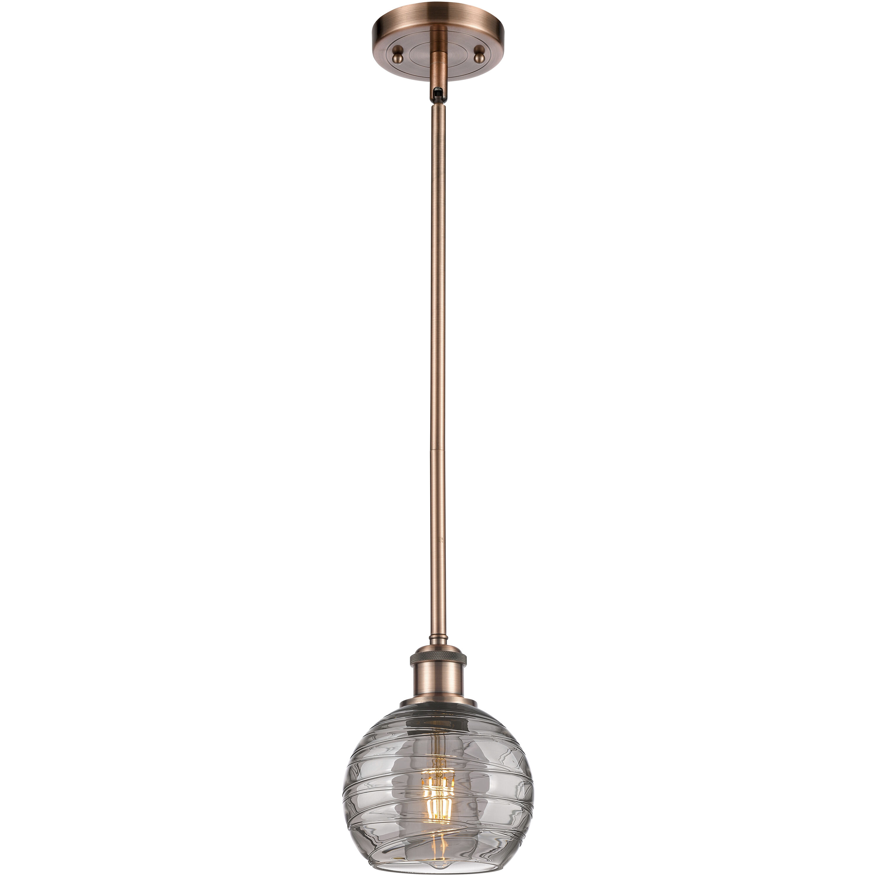 Ballston Athens Deco Swirl 1 Light 5.88 inch Antique Copper Stem Hung Mini Pendant Ceiling Light