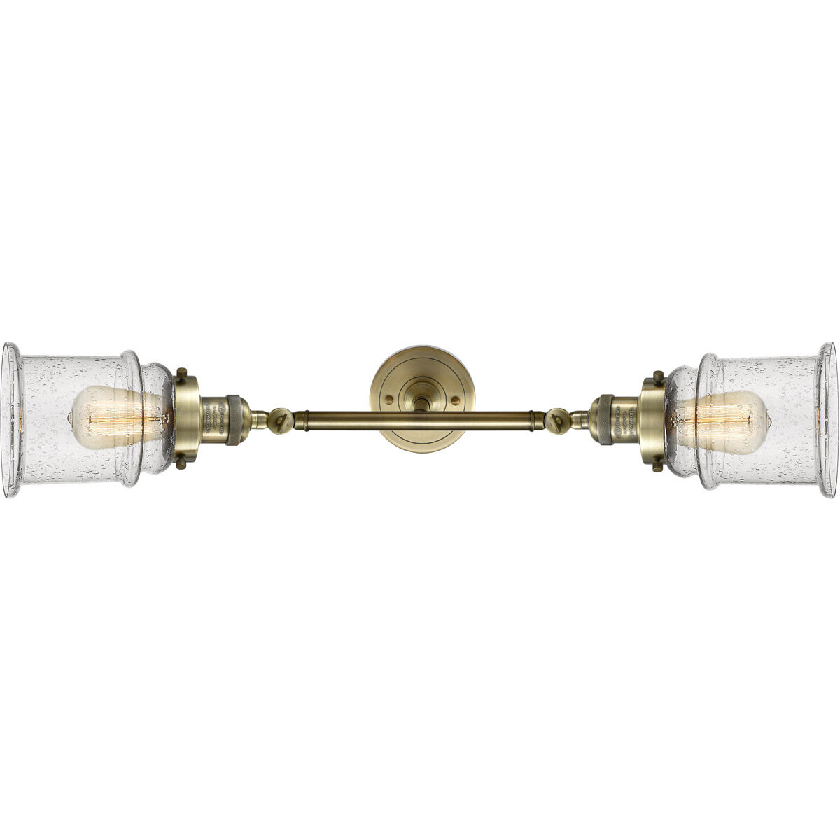 Franklin Restoration Canton 2 Light 17 inch Antique Brass Bath Vanity Light Wall Light in Incandescent, Seedy Glass, Franklin Restoration