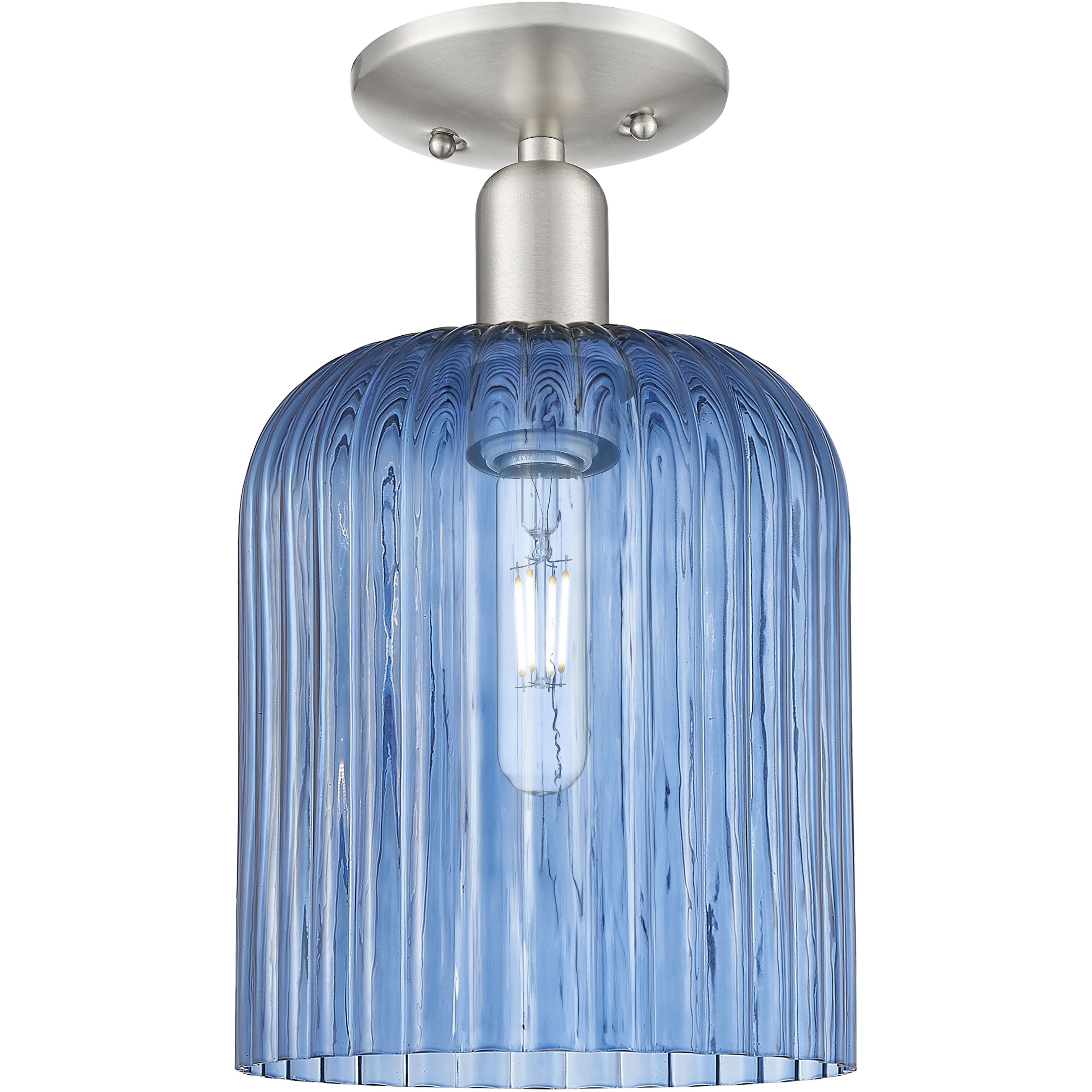 Arcadia Bridal Veil 1 Light 8 inch Brushed Satin Nickel Semi-Flush Mount Ceiling Light in Blue