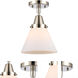 Franklin Restoration X-Large Cone LED 12 inch Polished Nickel Flush Mount Ceiling Light in Matte White Glass