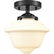 Nouveau Small Oxford 1 Light 8 inch Oil Rubbed Bronze Semi-Flush Mount Ceiling Light in Matte White Glass, Nouveau