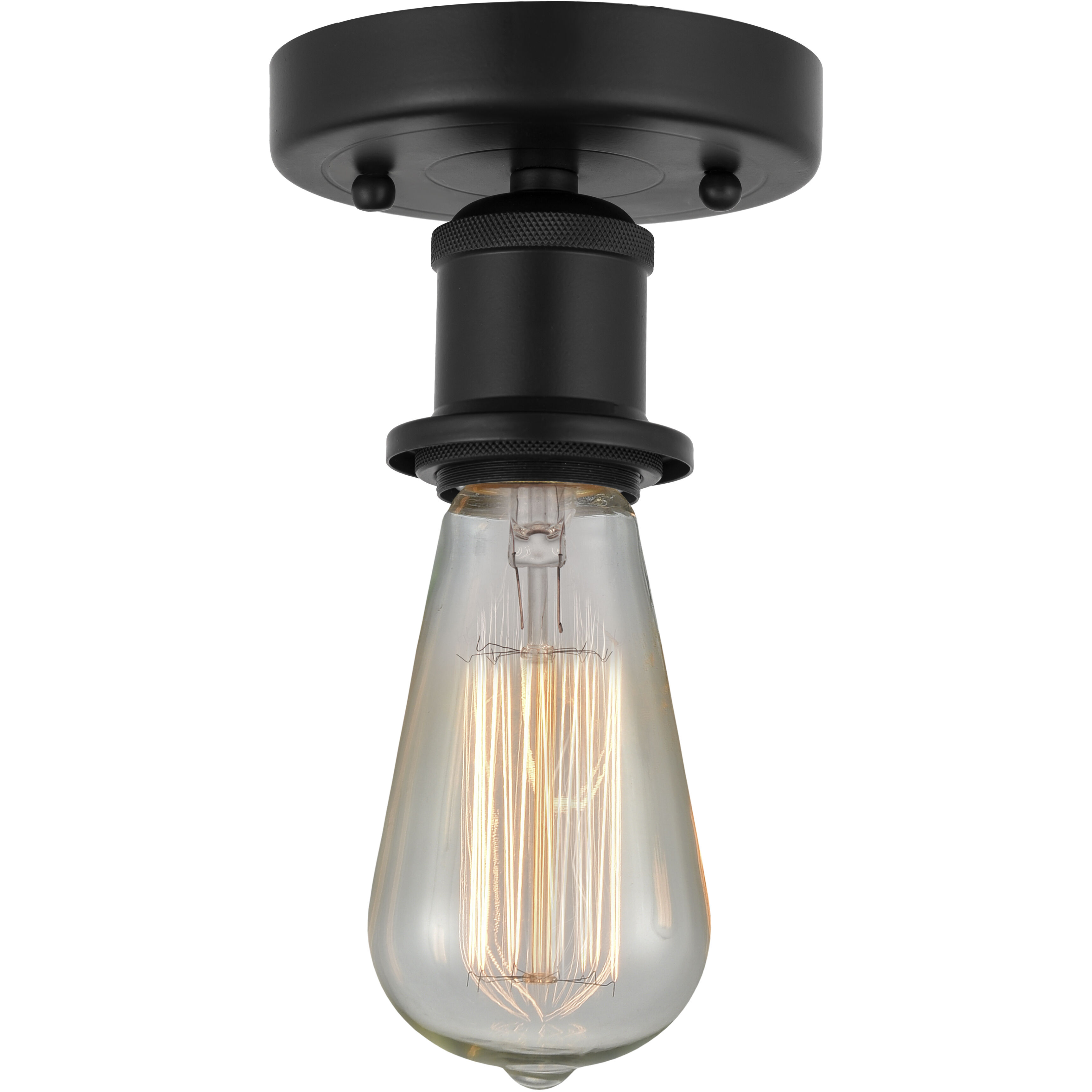 Edison Bare Bulb 1 Light 2 inch Matte Black Semi-Flush Mount Ceiling Light 