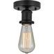 Edison Bare Bulb 1 Light 2 inch Matte Black Semi-Flush Mount Ceiling Light 