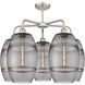 Ballston Vaz 5 Light 26 inch Satin Nickel Stem Hung Chandelier Ceiling Light in Light Smoke Glass