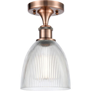 Ballston Castile LED 6 inch Antique Copper Semi-Flush Mount Ceiling Light in Clear Glass, Ballston