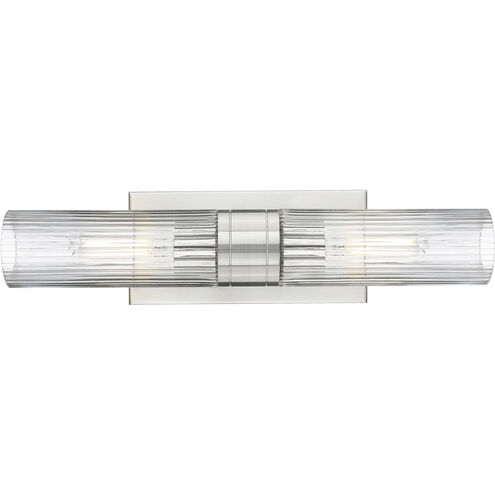 Ballston Urban 2 Light 18 inch Satin Nickel Bath Vanity Light Wall Light in Striped Clear Glass