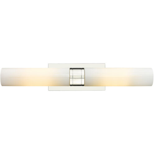 Ballston Urban 2 Light 24 inch Polished Nickel Bath Vanity Light Wall Light in Striped White Glass