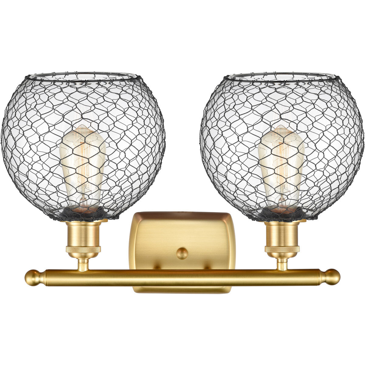 Ballston Farmhouse Chicken Wire LED 16 inch Satin Gold Bath Vanity Light Wall Light, Ballston