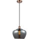 Ballston Large Fenton 1 Light 11 inch Antique Copper Mini Pendant Ceiling Light in Plated Smoke Glass, Ballston