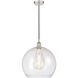 Edison Athens LED 13.75 inch Polished Nickel Pendant Ceiling Light in Seedy Glass
