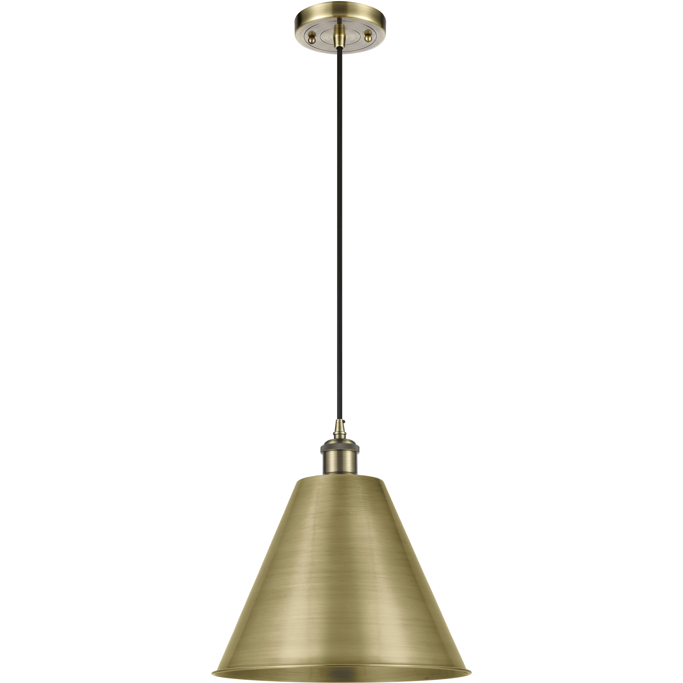 Ballston Cone LED 12 inch Antique Brass Mini Pendant Ceiling Light