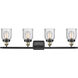 Ballston Small Bell 4 Light 36 inch Black Antique Brass Bath Vanity Light Wall Light in Seedy Glass