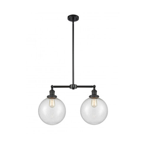 Franklin Restoration X-Large Beacon LED 25 inch Matte Black Chandelier Ceiling Light in Seedy Glass, Franklin Restoration