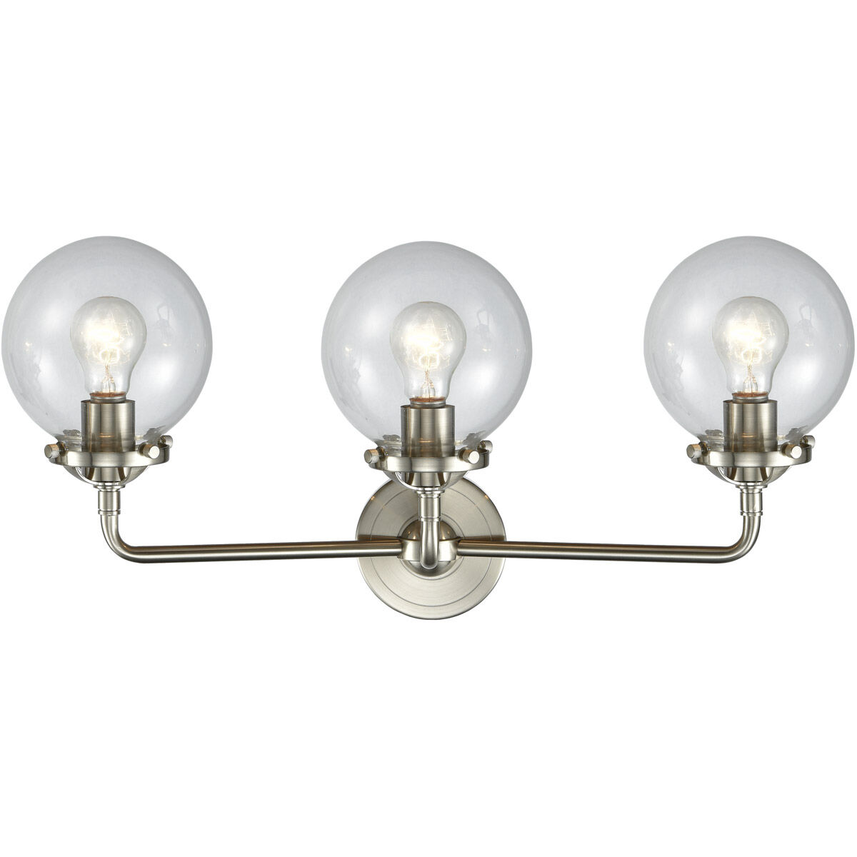 Nouveau Beacon LED 24 inch Brushed Satin Nickel Bath Vanity Light Wall Light in Clear Glass, Nouveau