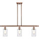 Ballston Clymer 3 Light 36 inch Antique Copper Island Light Ceiling Light in Clear Glass, Ballston
