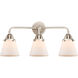 Nouveau 2 Small Cone 3 Light 24 inch Polished Nickel Bath Vanity Light Wall Light in Matte White Glass