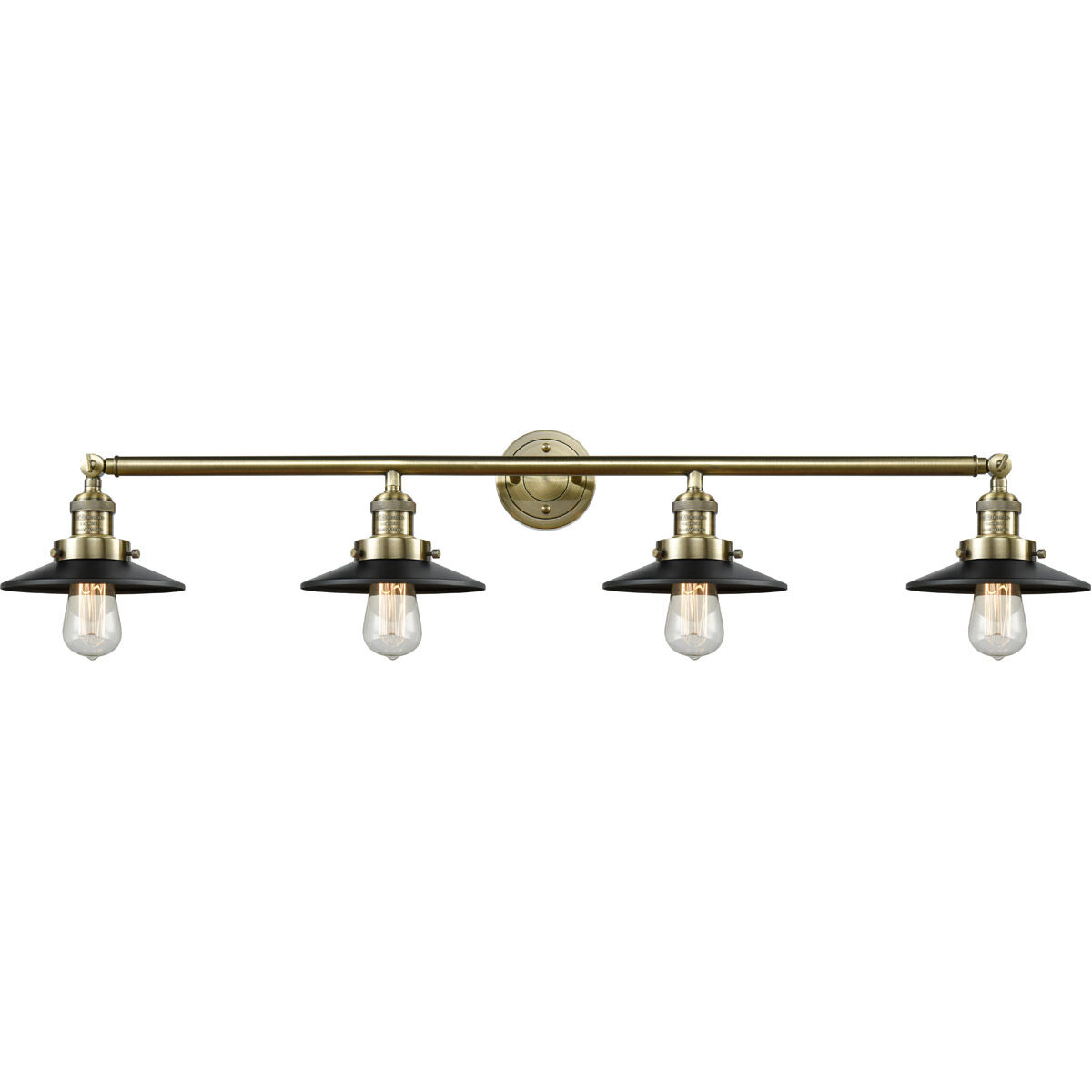 Franklin Restoration Railroad LED 44 inch Antique Brass Bath Vanity Light Wall Light in Matte Black, Franklin Restoration