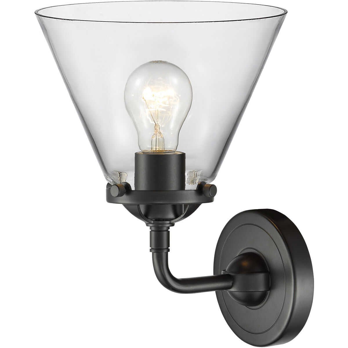 Nouveau Large Cone 1 Light 8 inch Oil Rubbed Bronze Sconce Wall Light in Clear Glass, Nouveau
