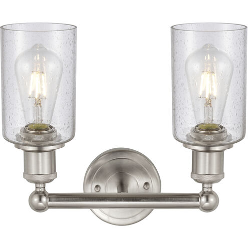 Clymer 2 Light 12.88 inch Brushed Satin Nickel Bath Vanity Light Wall Light in Seedy Glass