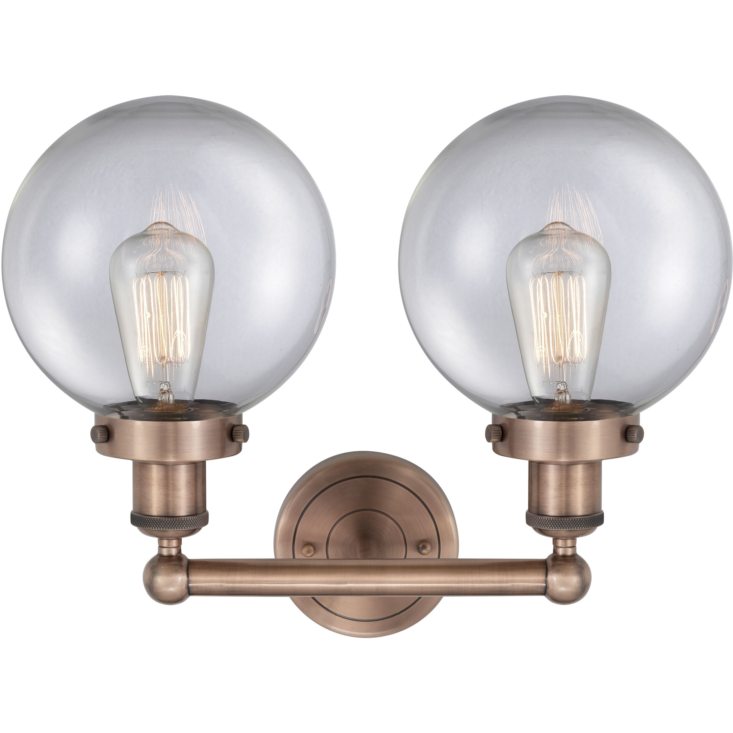 Beacon 2 Light 15.5 inch Antique Copper Bath Vanity Light Wall Light in Clear