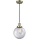 Franklin Restoration Large Beacon LED 8 inch Antique Brass Mini Pendant Ceiling Light in Clear Glass, Franklin Restoration