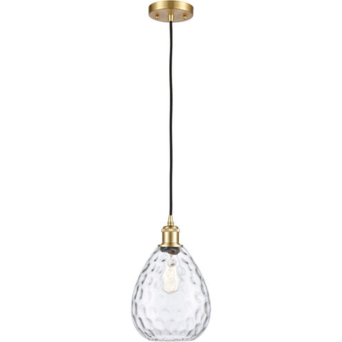 Ballston Large Waverly LED 8 inch Satin Gold Mini Pendant Ceiling Light in Black Textured, Ballston